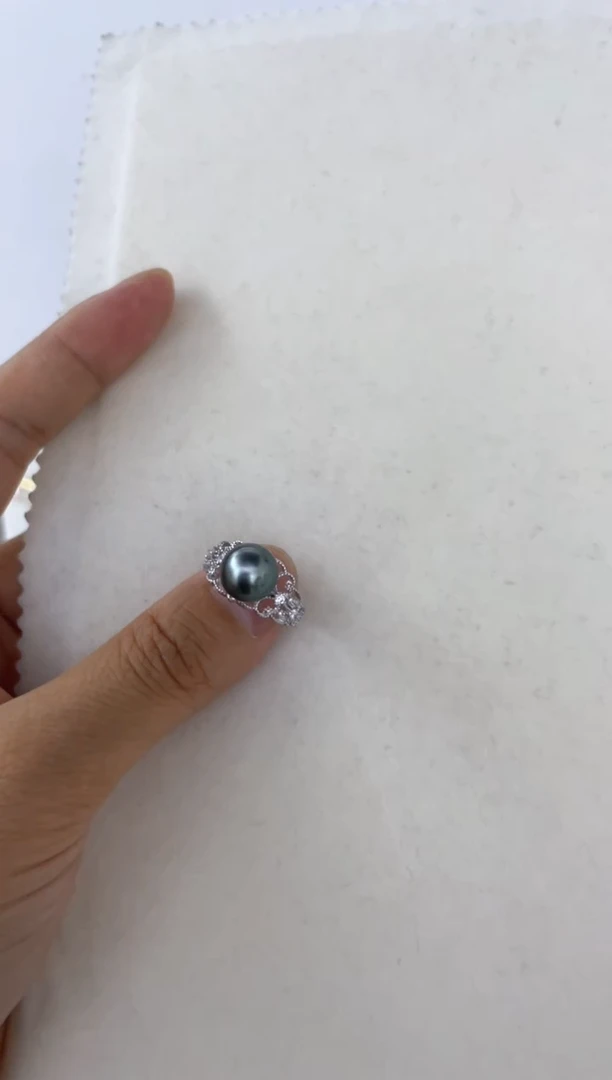 海水珍珠戒指银S925镶嵌戒指