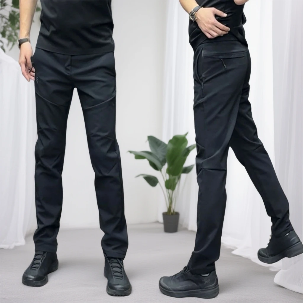 秋冬登山保暖潮款冲锋裤潮流百搭松紧腰外穿休闲裤男士加绒工装裤