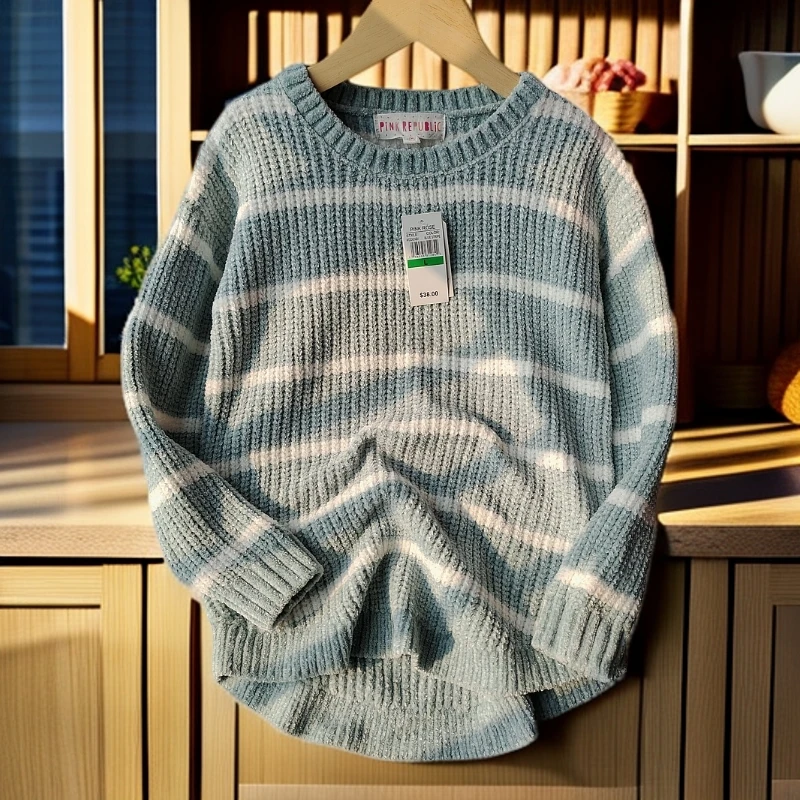 冬季女童休闲外单大童条纹毛衣