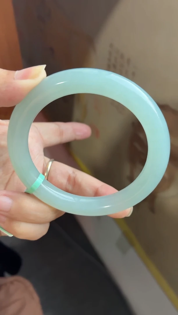 未镶嵌手镯翡翠（冰胶蓝晴绿）圆条26号