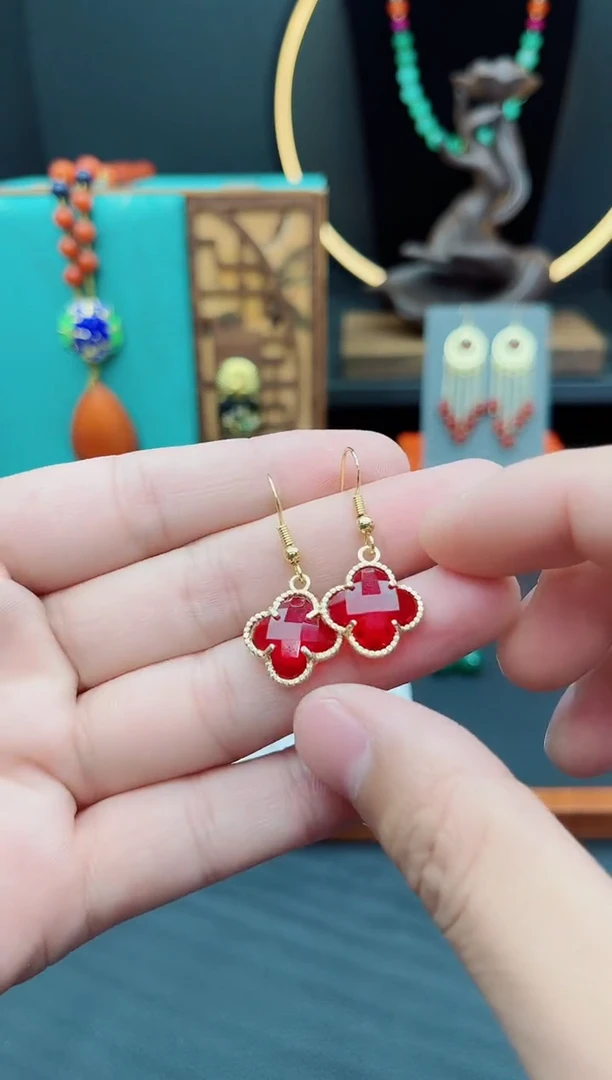 【闪购商品】玛瑙/玉髓耳钉银S925镶嵌539000