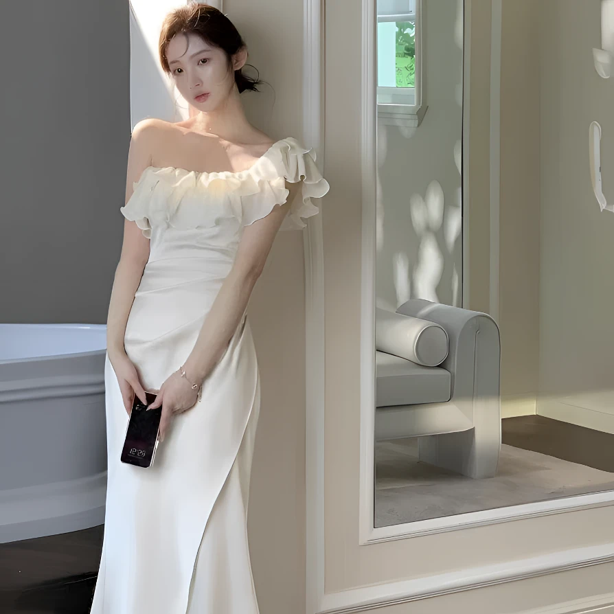 纯欲风鱼尾连衣裙一裙多穿高级晚礼长裙连衣裙