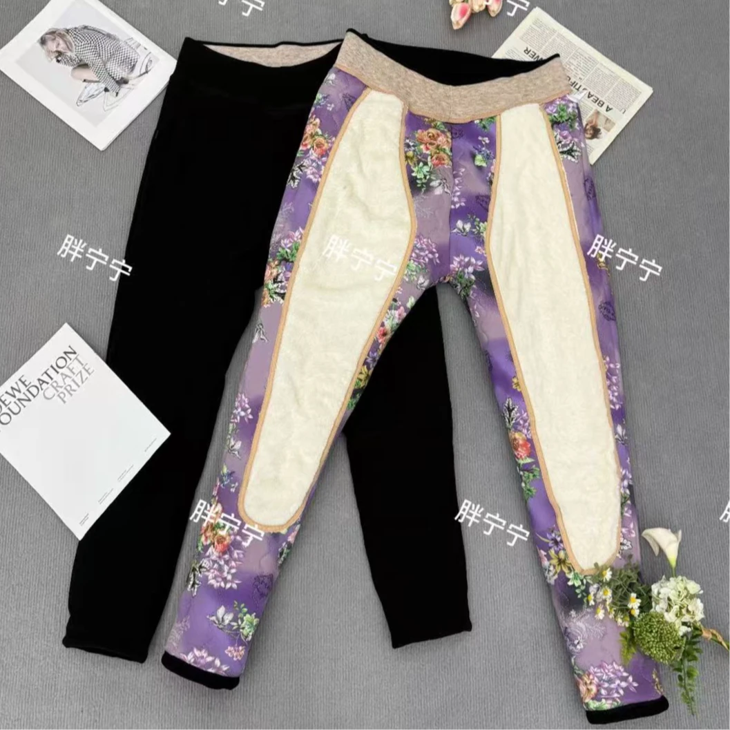 “那么暖”加绒加厚保暖外穿带兜小黑棉裤女士大码棉裤子