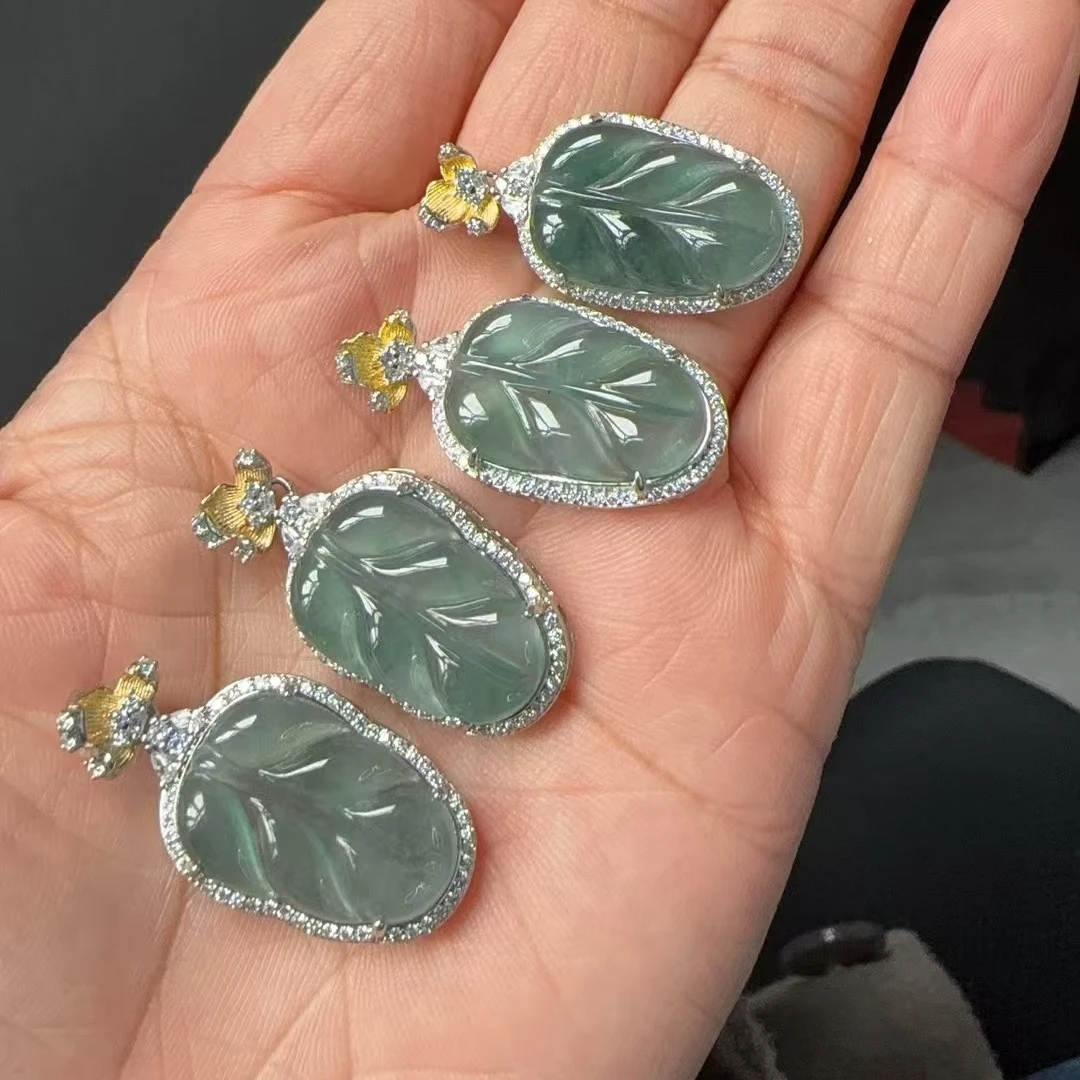 S925银镶嵌危地马拉蓝水叶子约20*13*2.6mm多样性发一个