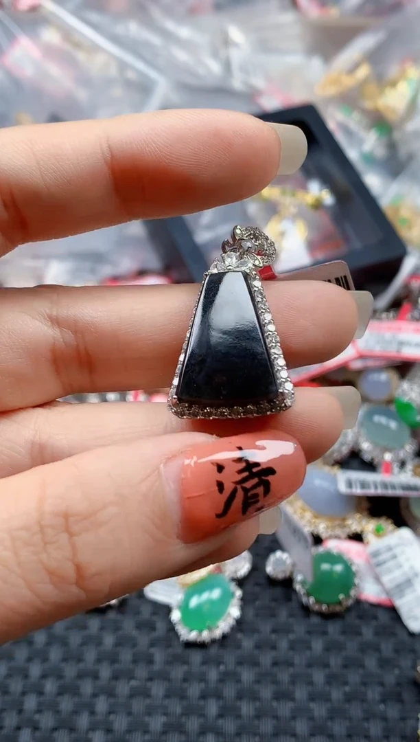 银S925镶嵌戒指翡翠天然A货缅甸翡翠