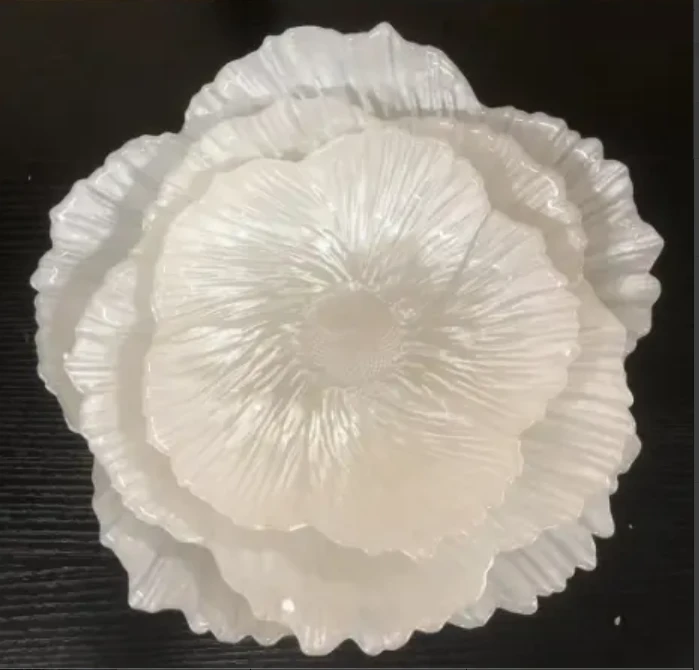 高级客厅水墨花朵水晶玻璃果盘knn