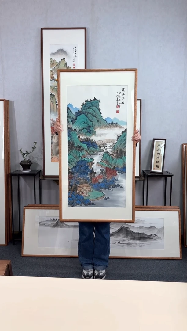 【闪购商品】国画手绘*溪山幽居*62*123cm实木框