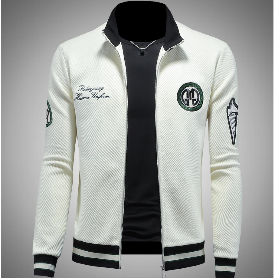 潮牌流行美式休闲立领卫衣男刺绣运动百搭拉链开衫外套春秋季上衣