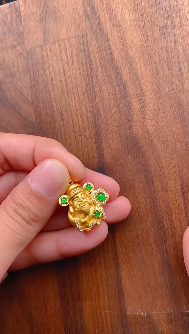 【闪购商品】翡翠吊坠(不含链)银S925镶嵌财神