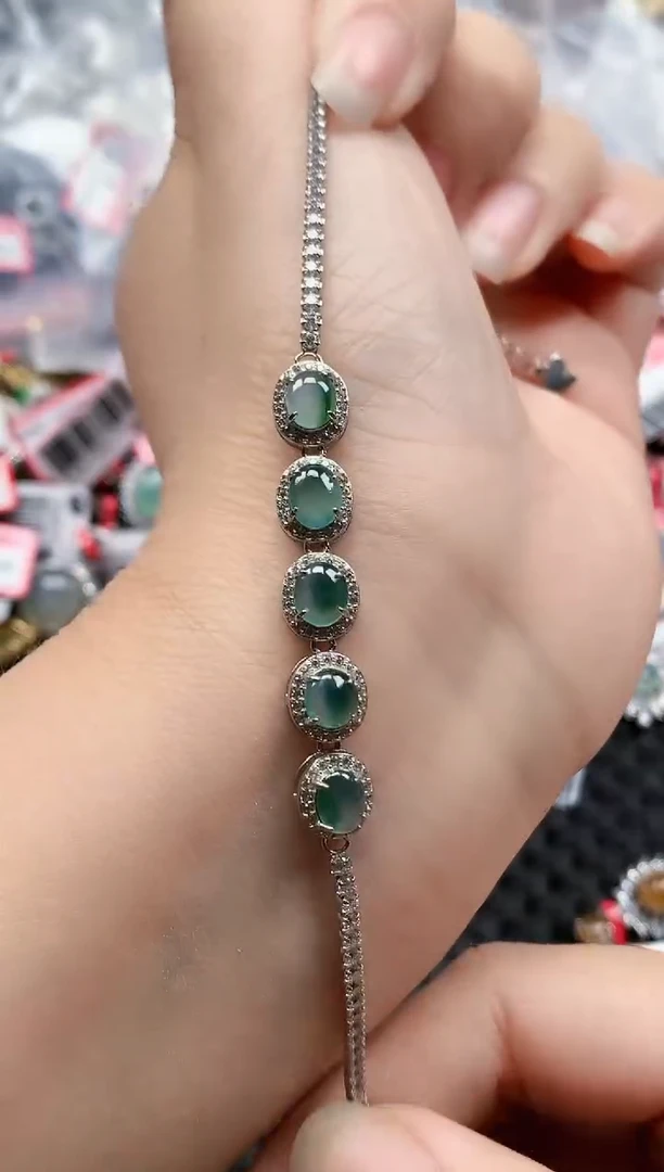 银S925镶嵌戒指翡翠天然A货缅甸翡翠