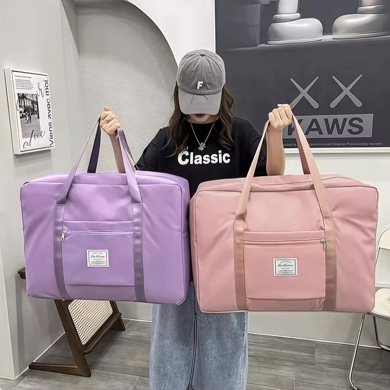 旅行包女外出运动时尚大容量健身包行李袋出差短途可套拉杆待产包