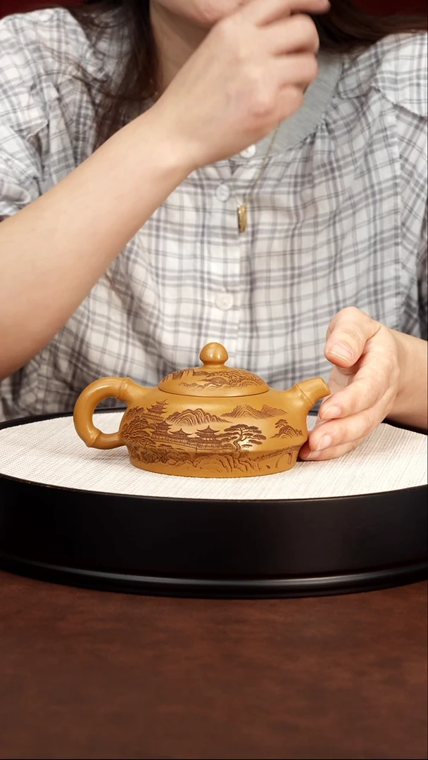 茶壶紫砂竹节乳瓢 龙骨金砂 朱志远