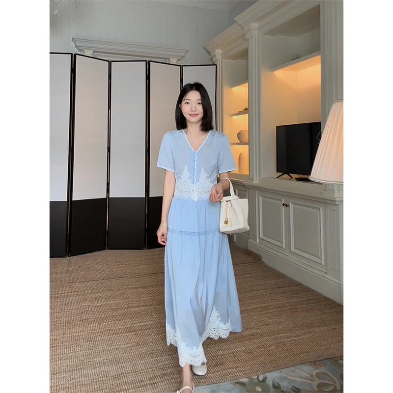 郭九九呢 天丝短袖小衫拼接半身裙 G925A08768