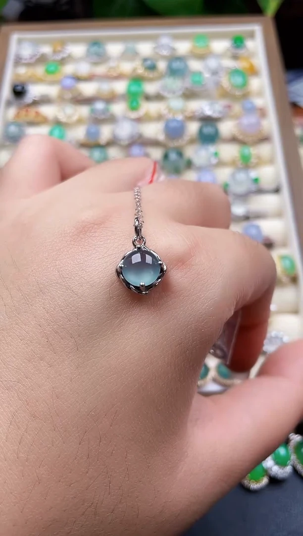 颈饰银S925镶嵌翡翠八**乐1