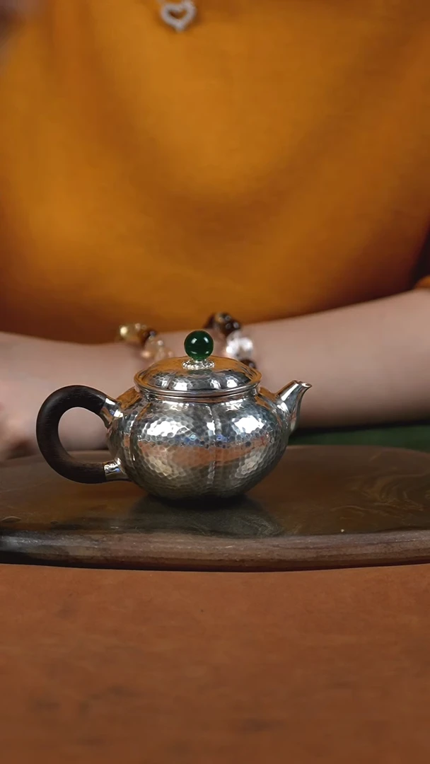 手工锤纹南瓜泡茶壶