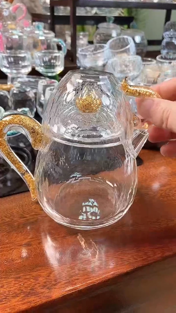 【闪购商品】金箔水晶龙蛋壶茶壶送1个75ml主人杯
