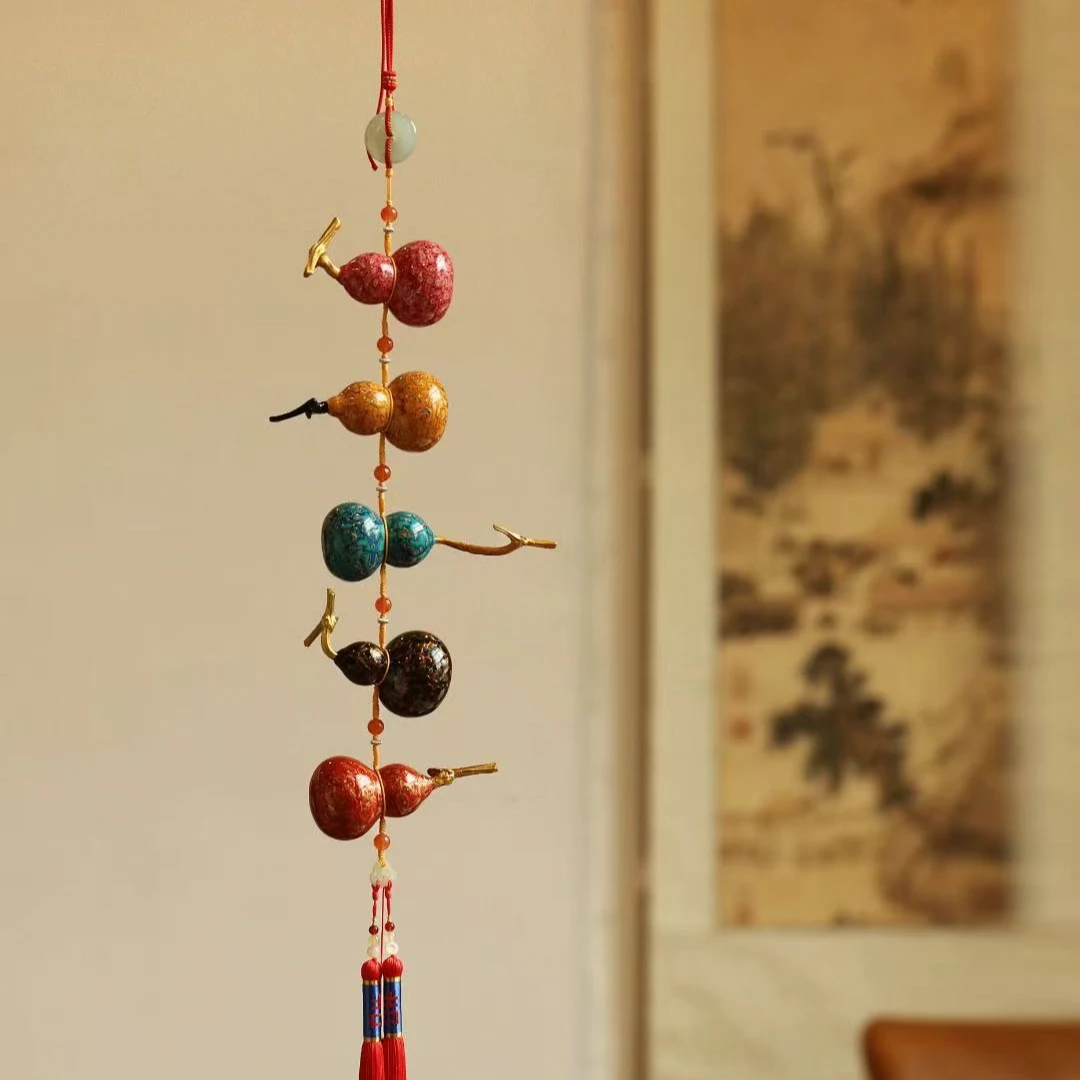 大漆·多彩【五福临门】挂件