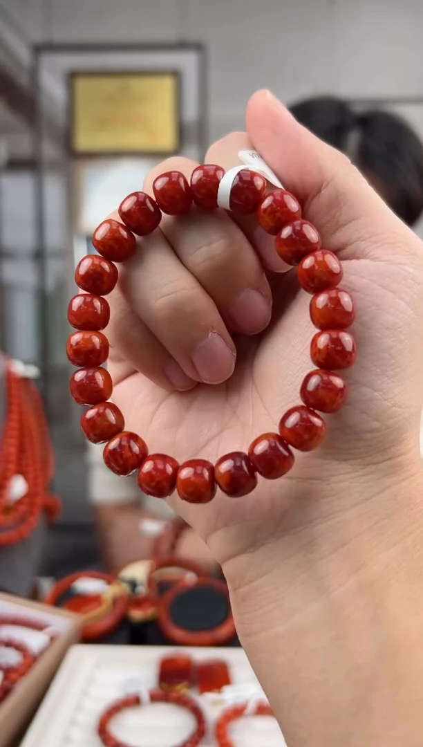 【送福珠宝】瓦西老矿牛血红顶虎皮火焰（传世）老型单圈10mm@T07353@