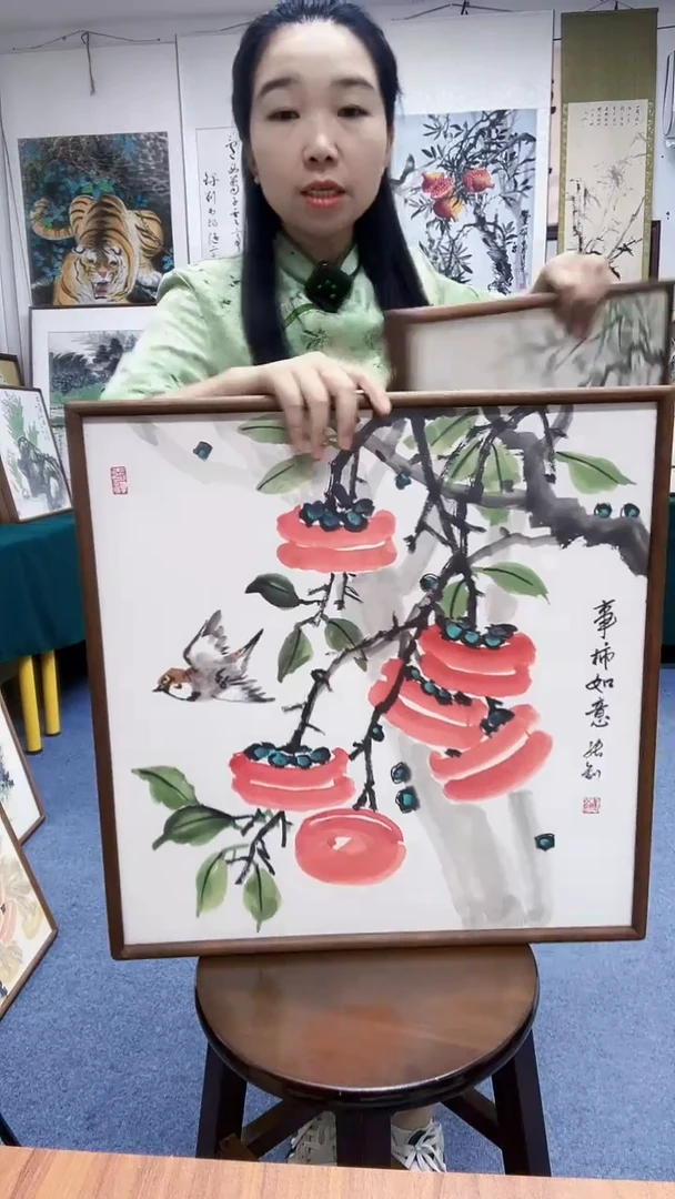 国画52*52实木画框顺丰包邮手绘