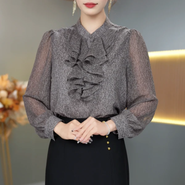 J新款显瘦长袖洋气轻奢衬衫春季高端气质小衫上衣2936