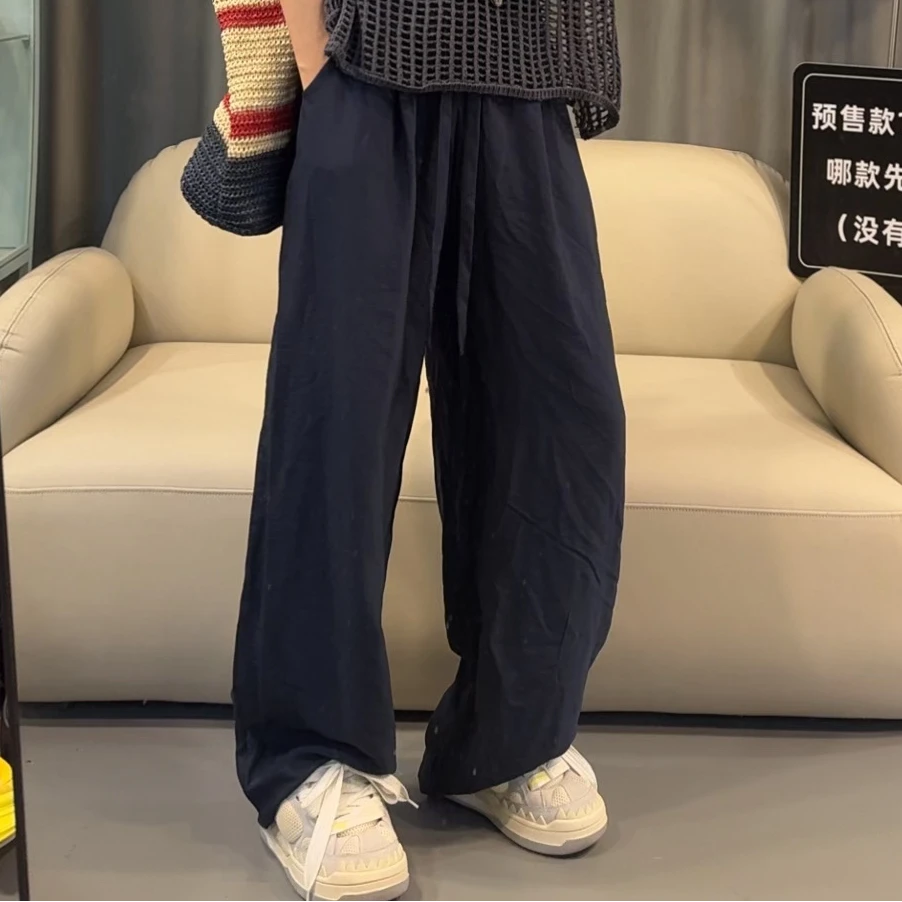 【文乐乐】夏季新款韩版高级个性松弛慵懒风时尚休闲潮流弯刀裤5888