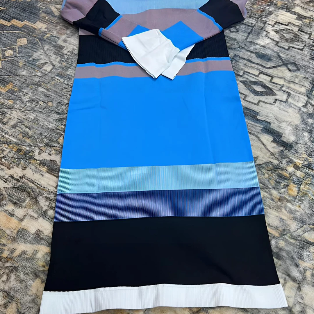 法式条纹撞色针织连衣裙女