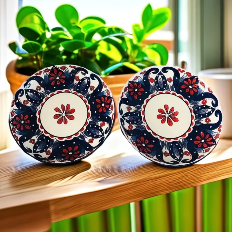 新疆包邮【10寸 蓝花色 两个】家用陶瓷 创意中盘鸡盘子好看