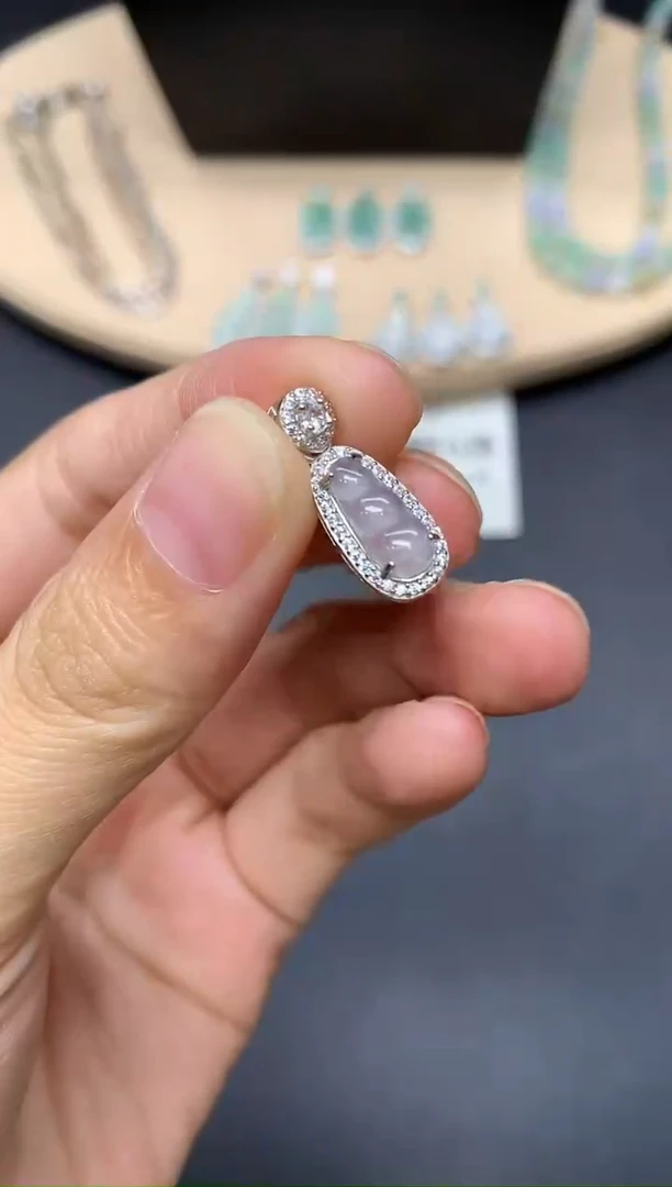 翡翠银S925镶嵌吊坠(不含链)福豆【多样性发其一】