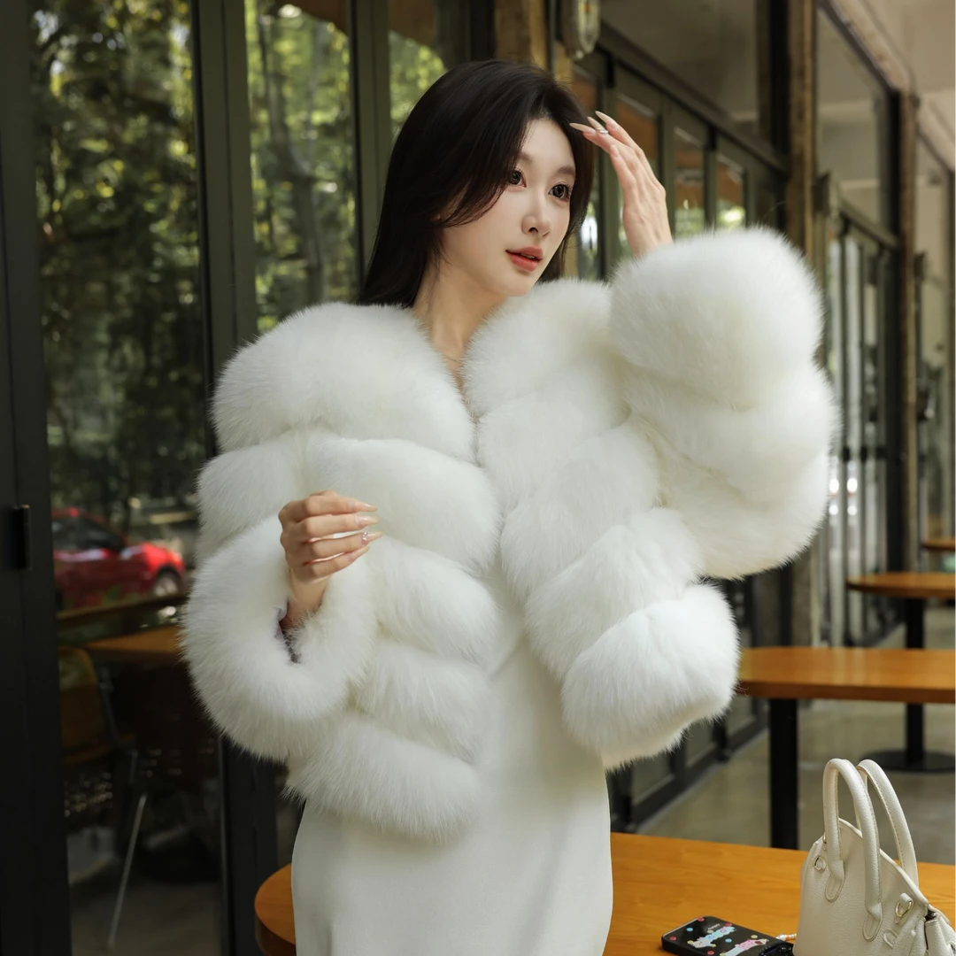 真毛冬季新款狐狸毛皮草外套保暖加厚时尚皮草时尚短款上衣名媛风
