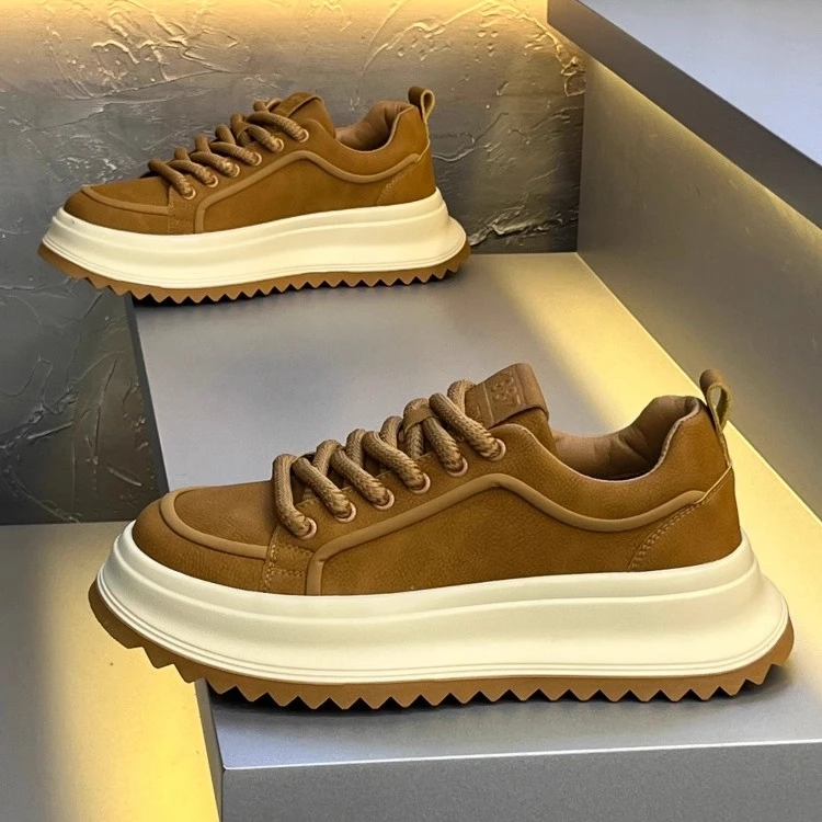 欧洲站男鞋2025秋冬季新款厚底时尚休闲鞋青少年透气百搭增高鞋子