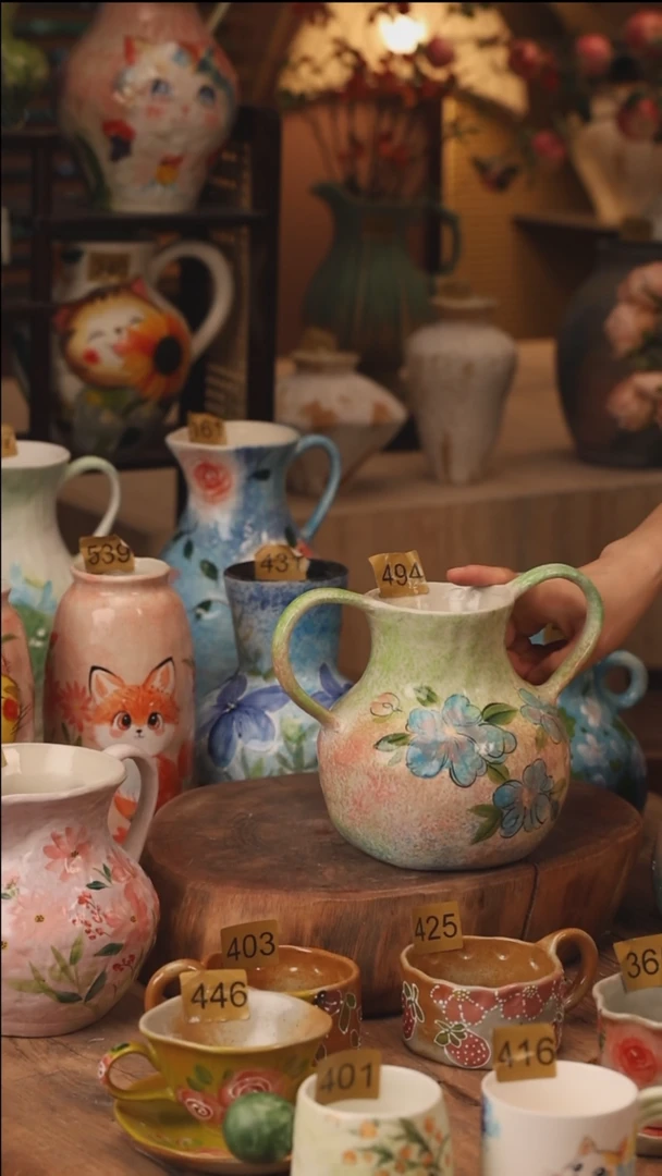 陶瓷景德镇设计师手作花器摆件侘寂风494
