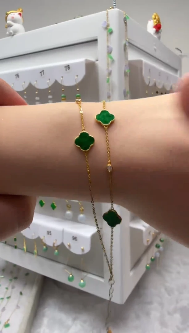 18K金镶嵌手链翡翠缅甸天然翡翠a货