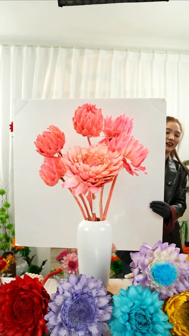 永生洋蓟 霸王花6个头叶片有伤【粉色】A20