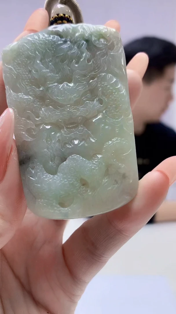 【闪购商品】定制翡翠未镶嵌4917DD-毛货挂件龙牌49