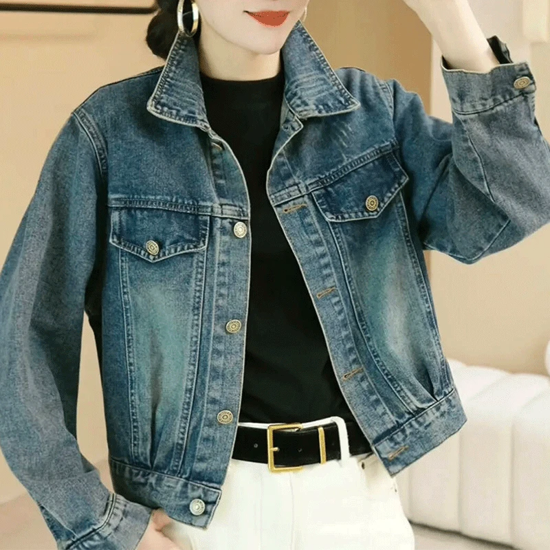 时尚休闲牛仔外套女2025春季新款时尚耳机刺绣复古宽松百搭上衣