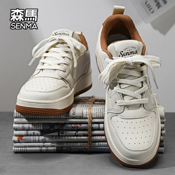 森马2025冬季学生男鞋男士白色低帮休闲板鞋厚底百搭透气运动潮鞋