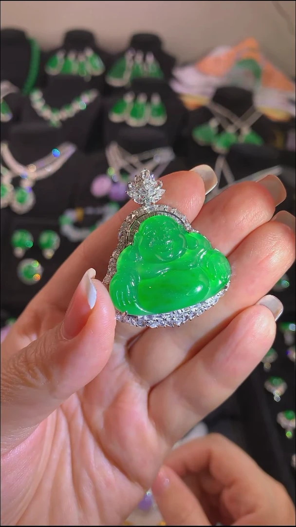 吊坠(不含链)18K金镶嵌翡翠吊坠