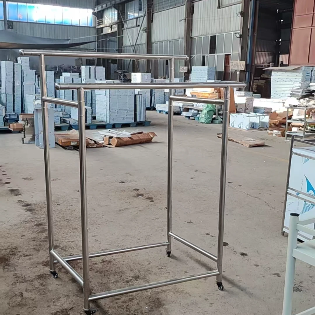 33号瑕疵不锈钢晾衣架2杆一高一低置物架 晾衣架2杆一高一低