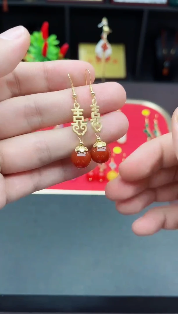 【闪购商品】玛瑙/玉髓耳钉银S925镶嵌406000