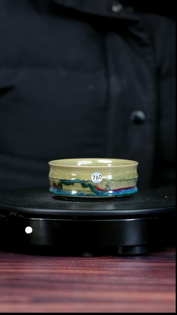 盖碗瓷760#李盼龙一级品原矿钧瓷竹节普洱盏