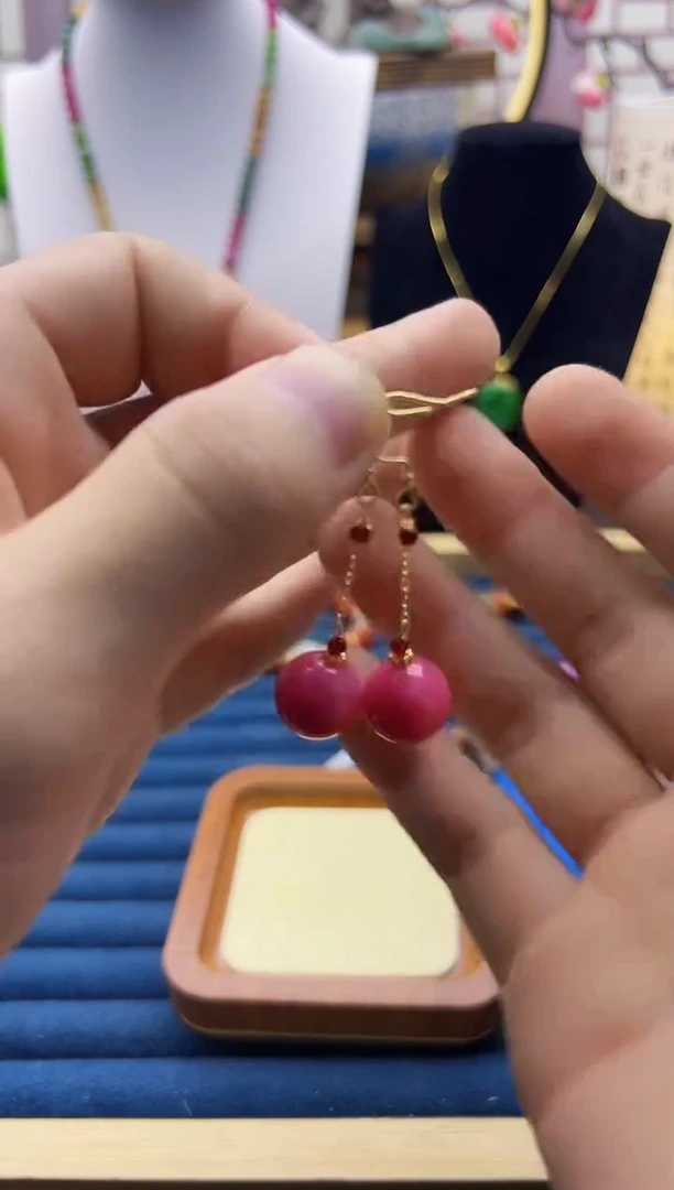 【闪购商品】碧玺耳饰14K金镶嵌E190