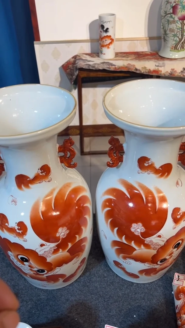 摆件瓷摆件瓷摆件瓷摆件狮子大瓶