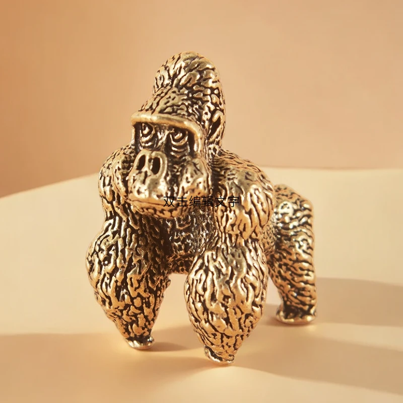 中式古典黄铜大猩猩铜摆件把玩件茶宠书房镇纸实心纯铜复古小摆件
