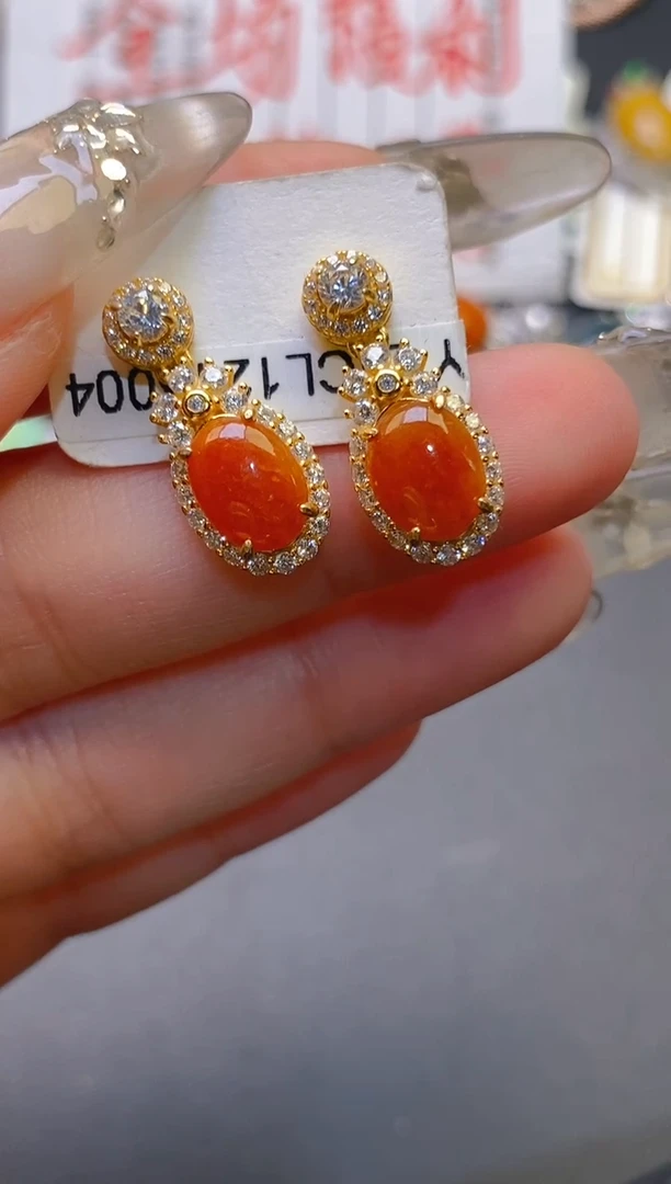 【闪购商品】翡翠耳饰银S925镶嵌天然A货翡翠1