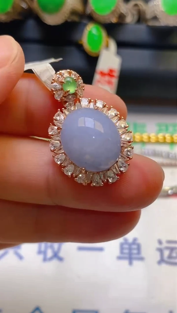【闪购商品】翡翠耳饰银S925镶嵌天然A货翡翠1