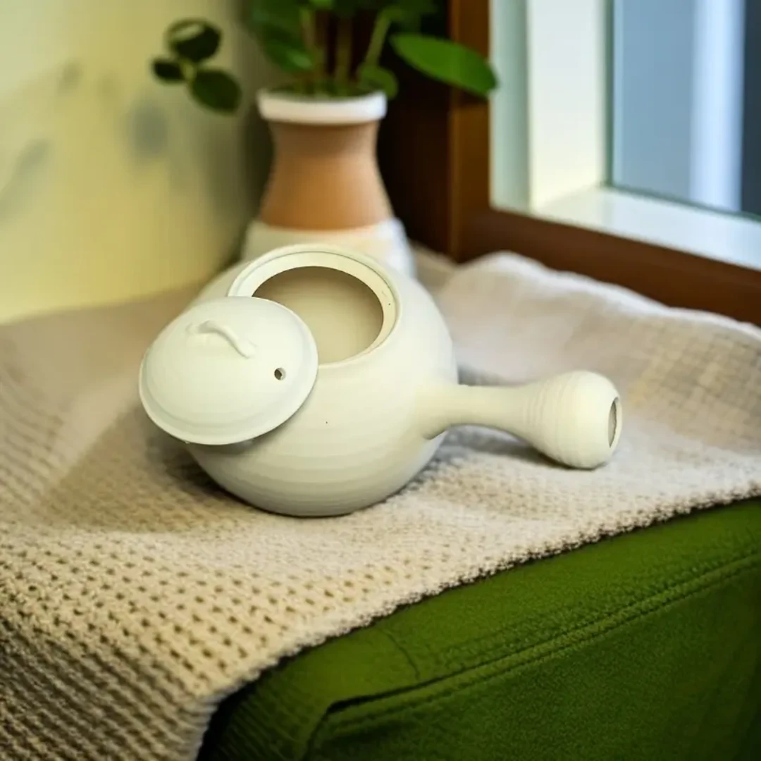 柒月严选茶器-煮陈皮好搭档 白泥壶 白富美侧把煮茶壶，约500ml