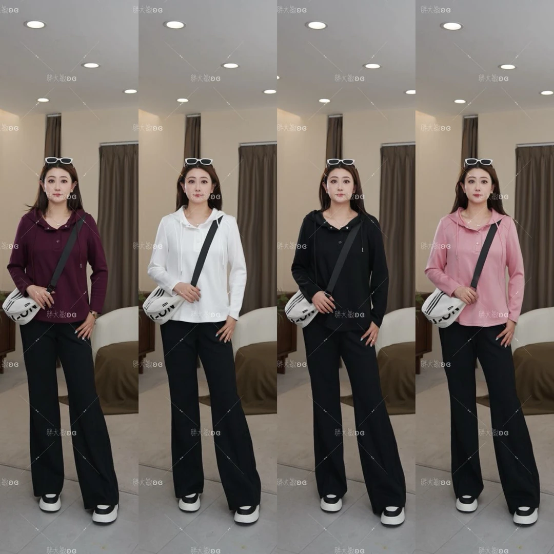 【秋款上新】PMM81387早秋新款休闲百搭显瘦连帽卫衣大码女装卫衣