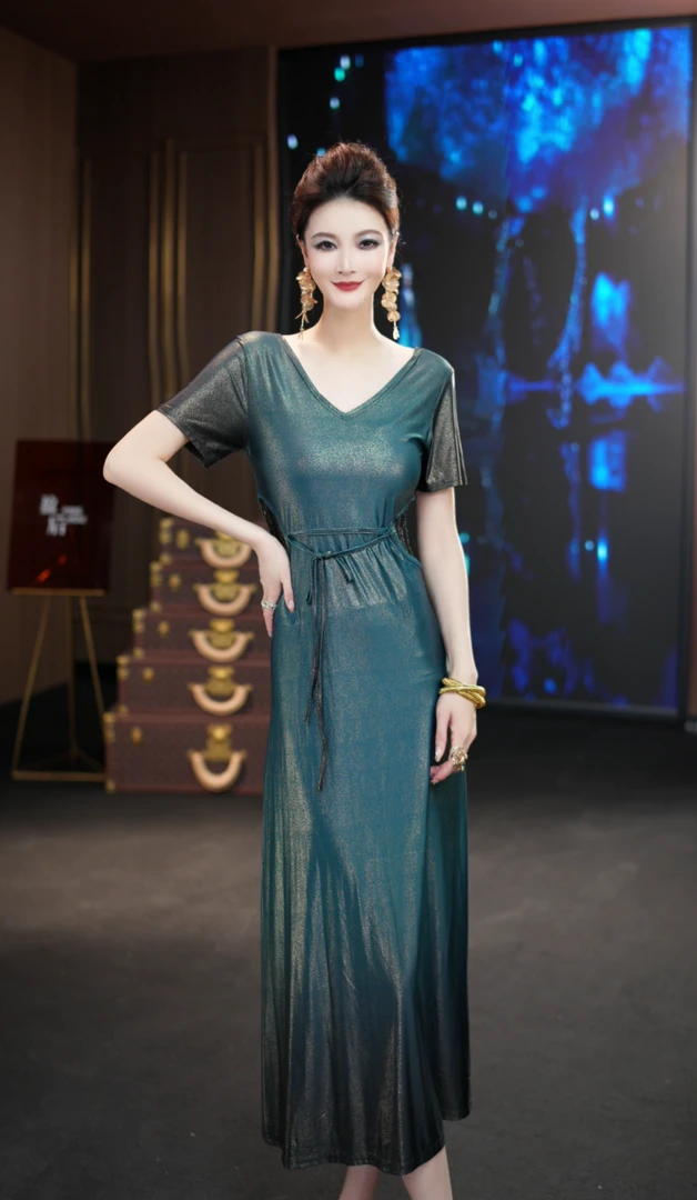 YINGHOU【曼曼】高贵夏季气质显瘦款拼接设计师连衣裙 D29058A