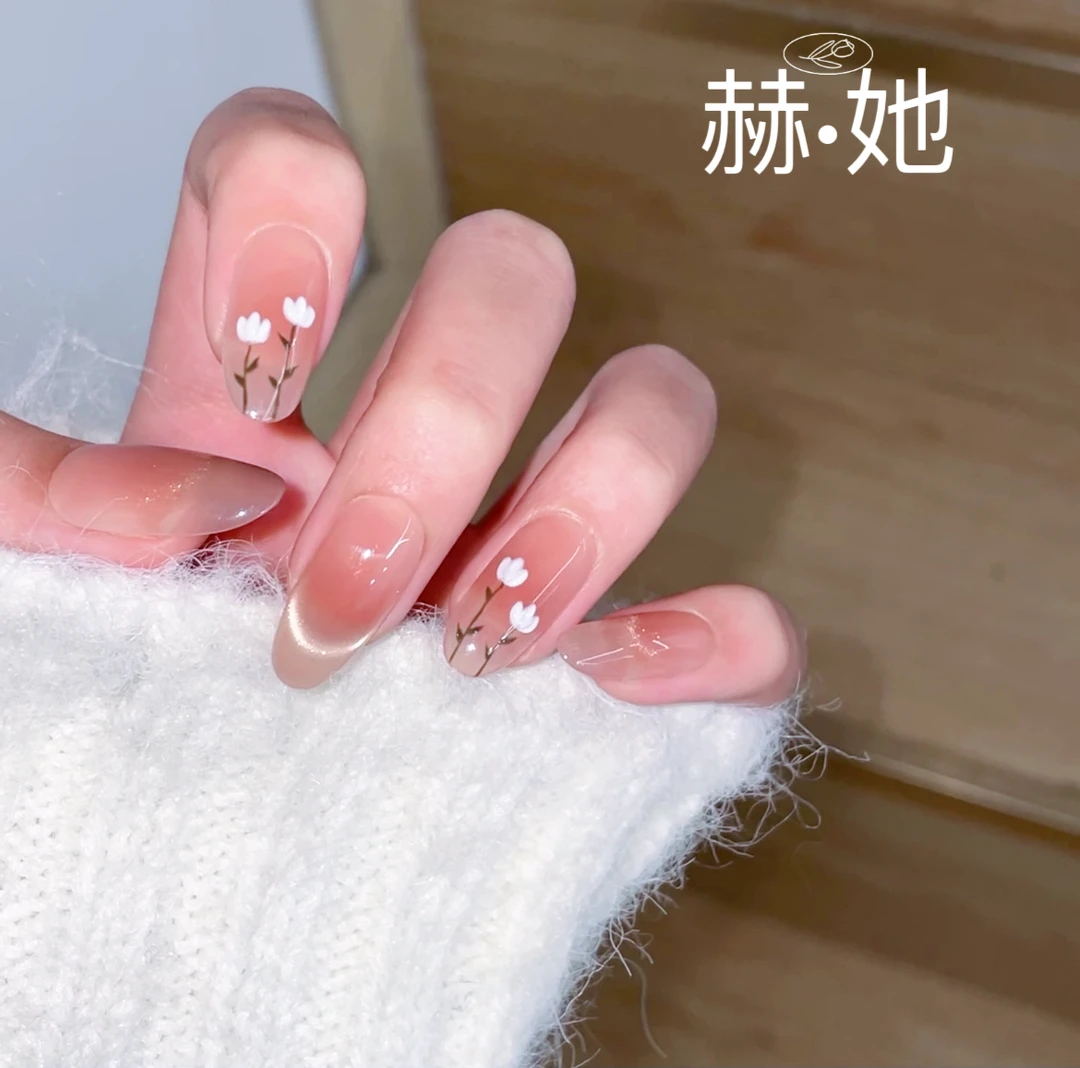 【郁金香】春季气质郁金香千金感纯欲猫眼显白纯手工穿戴甲