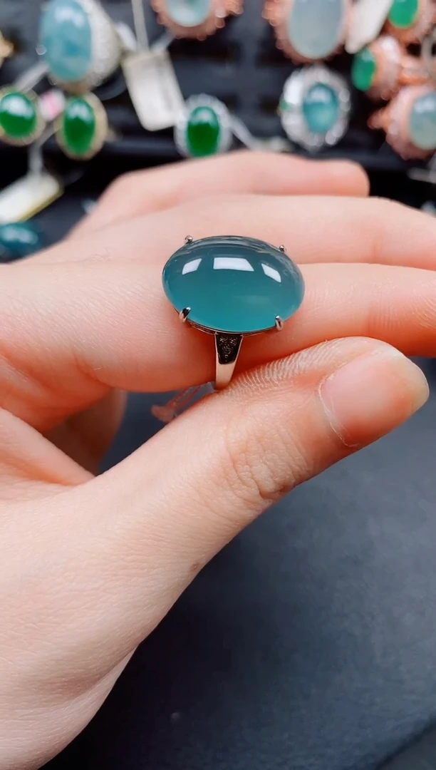 银S925镶嵌戒指翡翠翡翠